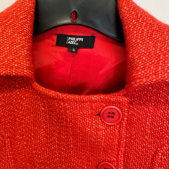 PHILLIPE ADEC Wool Mohair Blend Weave   orange/ red size 4 buttons lined grandma - Picture 4 of 16